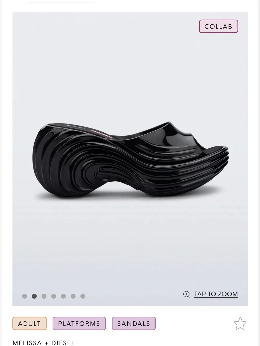 Diesel Black Sculptural Platform Sandals